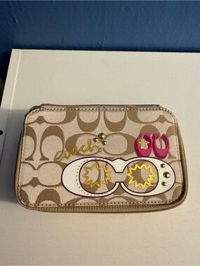 Coach Vintage Poppy Travel Jewelry Box Signature Satin Silk